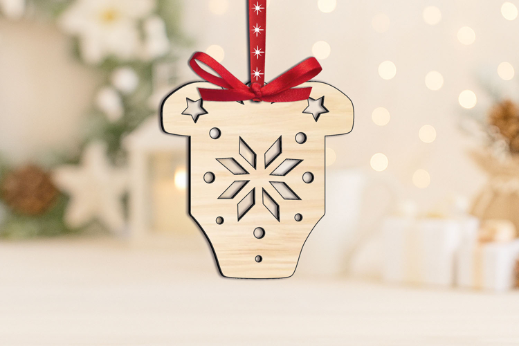 Holiday Baby Bodysuit SVG Christmas Ornament Laser Present