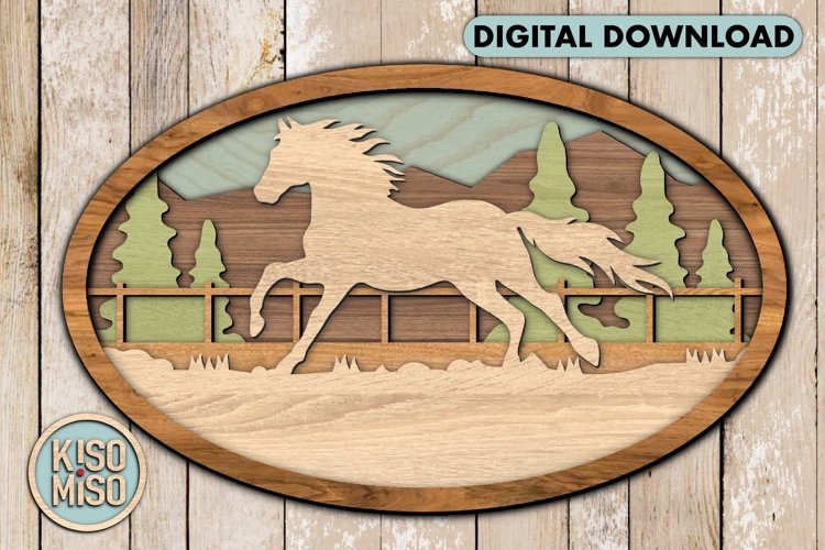 Horse/oval sign/laser cut files/ SVG/ DXF/CDR