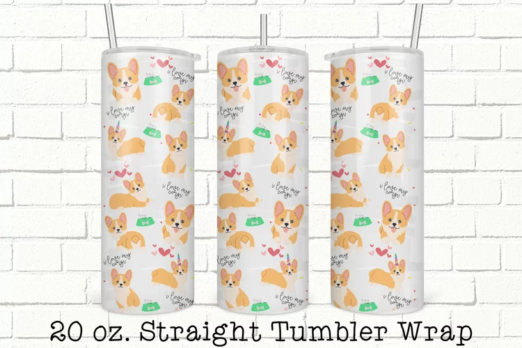 Corgi Dog Tumbler Wrap, Sublimation, 20 oz Tumbler Wrap PNG