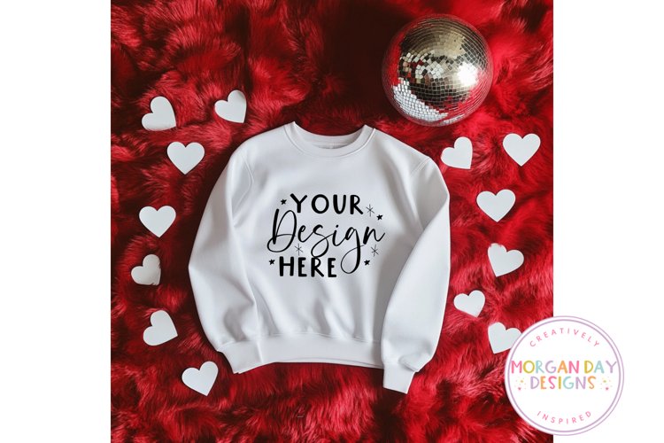 White Crewneck Valentines Day Mockup