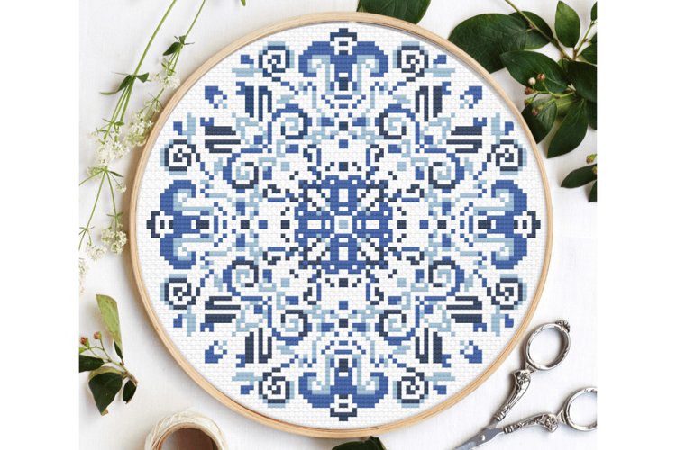 Mandala Cross stitch pattern PDF Digital download Folk easy example image 1
