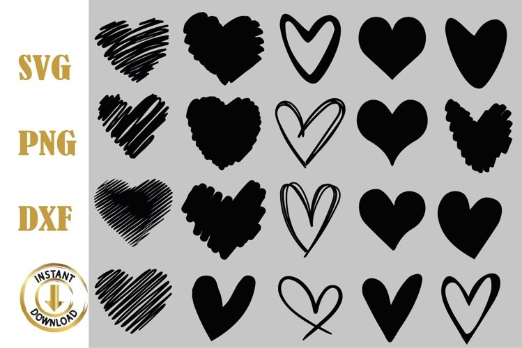 hearts svg, brushstroke hearts svg png dxf doodle (2364660)