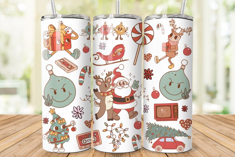 Christmas Tumbler Wrap, Retro Santa Christmas Sublimation