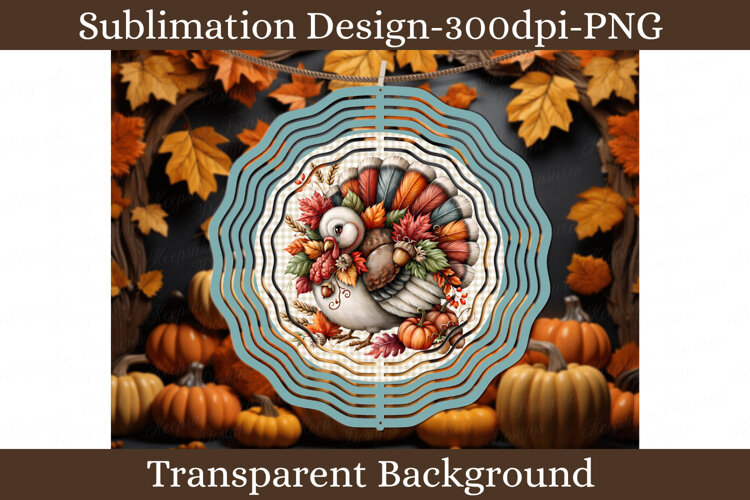 Thanksgiving Turkey Wind Spinner Sublimation PNG example image 1