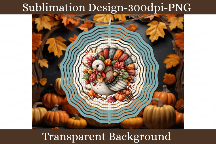 Thanksgiving Turkey Wind Spinner Sublimation PNG