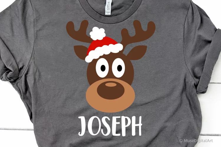 Santas Reindeer Svg, Reindeer Face Svg, Christmas Monogram