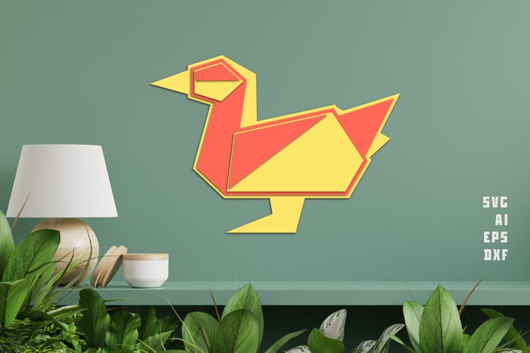 SVG Origami Duck Paper Art - 3D Origami Wall Decor example image 1