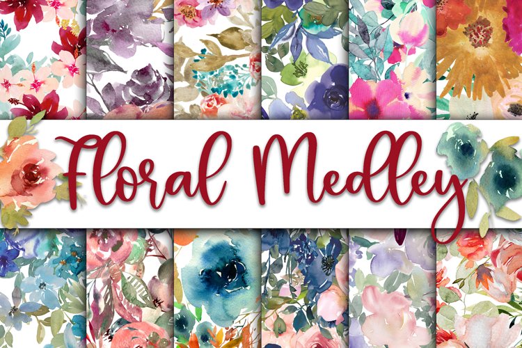 Floral Medley Digital Papers example image 1