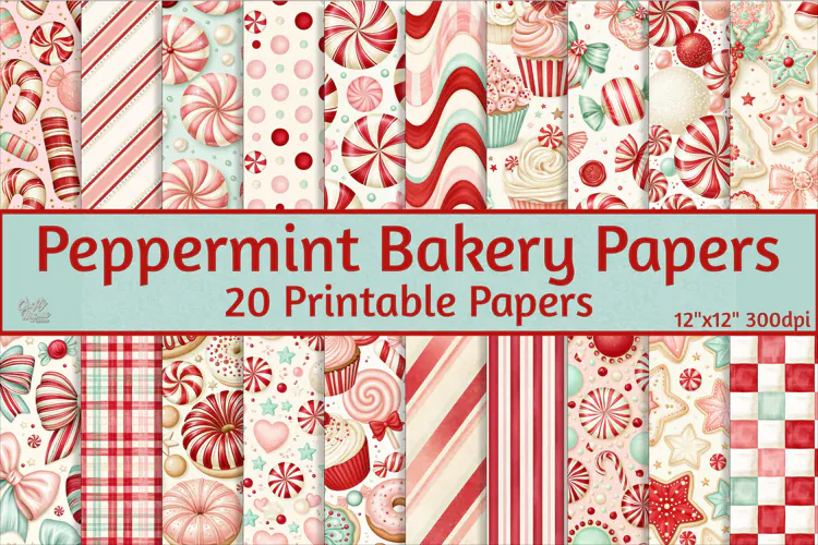 Peppermint Bakery Christmas Papers, Whimsical Candy Canes