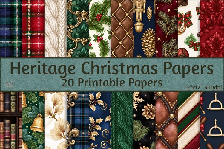 Heritage Christmas Digital Paper Vintage Tartan Patterns example image 1
