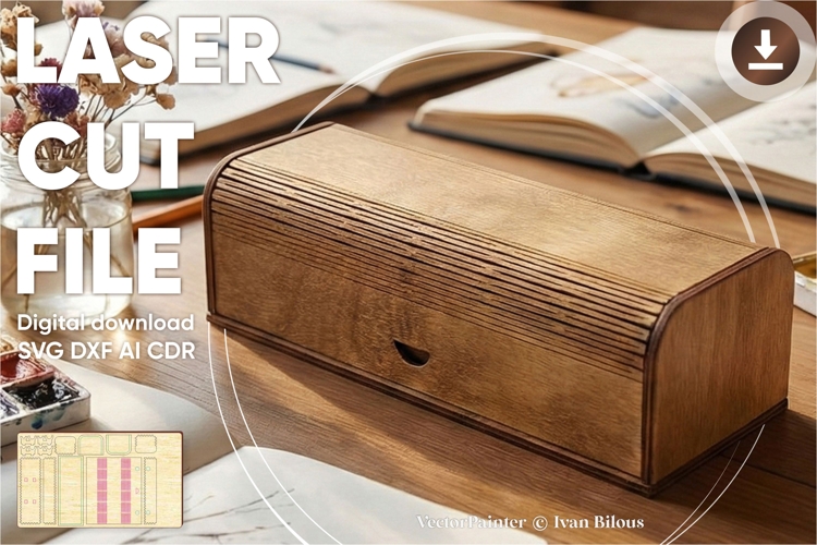 Pen Case - laser cut file, Pencil holder SVG DXF files