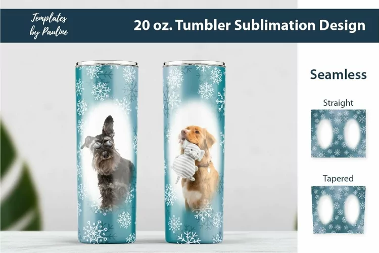 Seamless Snowflake Photo Tumbler Wrap, Sublimation Design