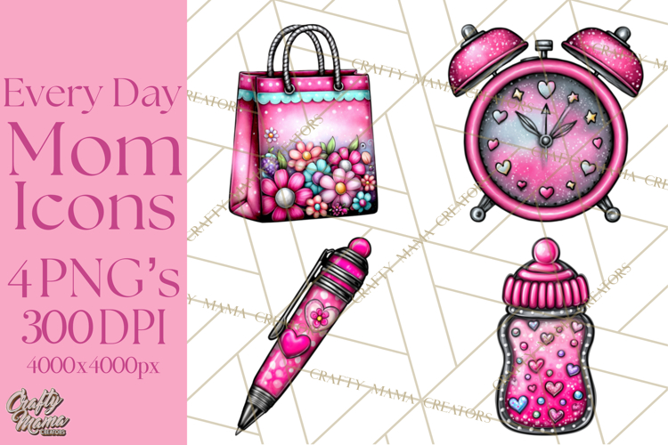 Everyday Mom Icons Clipart, Mom Life Doodle Graphics