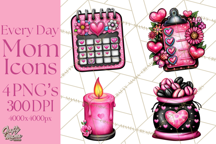 Everyday Mom Icons Clipart, Mom Life Doodle Graphics