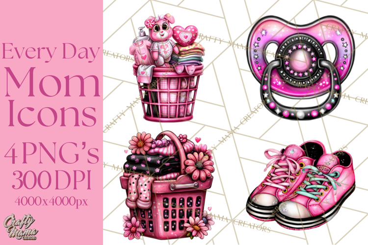 Everyday Mom Icons Clipart, Mom Life Doodle Graphics
