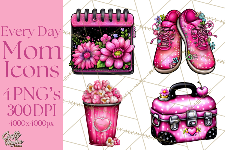 Everyday Mom Icons Clipart, Mom Life Doodle Graphics