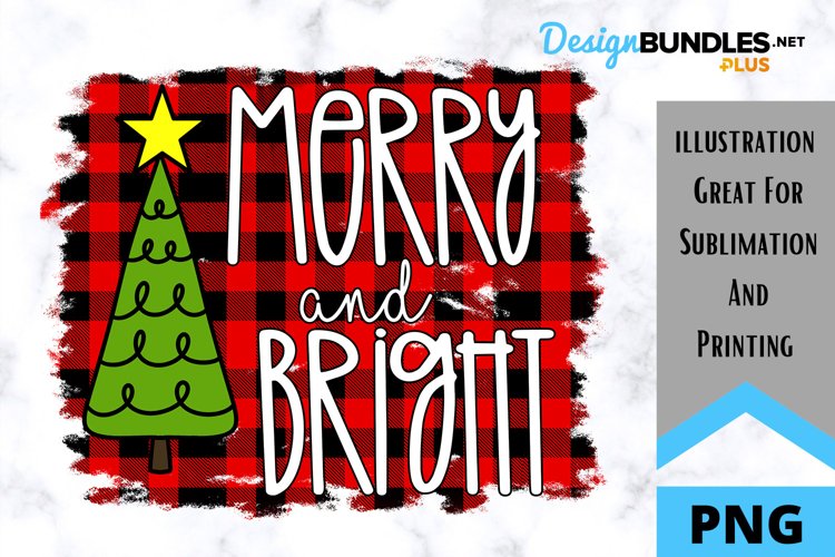 Merry and Bright Christmas Sublimation - Christmas PNG