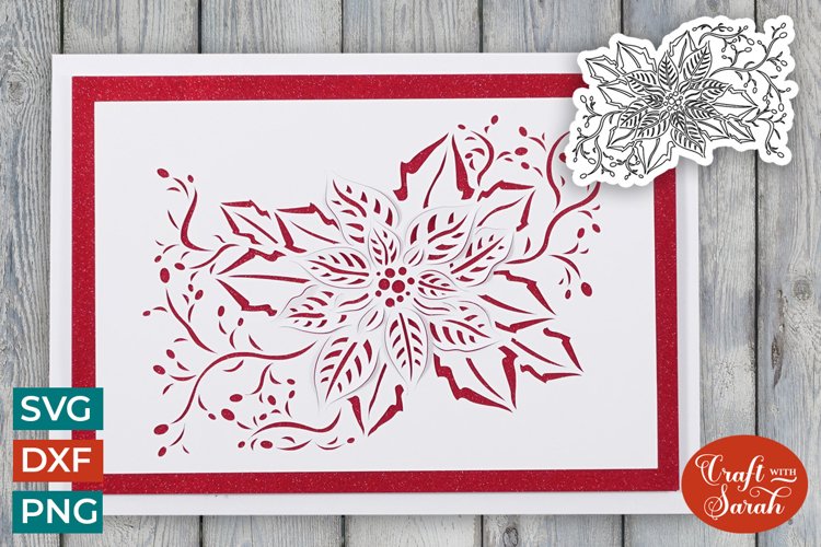 Pochoir Métal Découpe Fleur Poinsettia (Étoile De Noël) – 10,5 X 9,7 Cm, Pour Scrapbooking, Cartes DIY