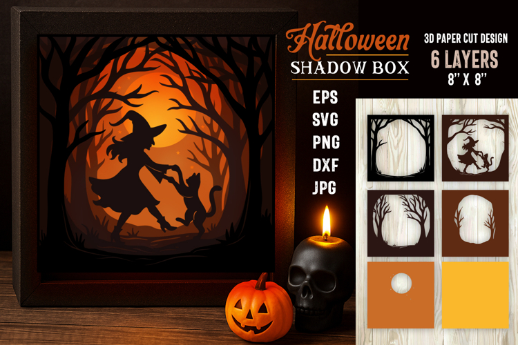 Halloween Shadow Box Laser Cut 3D Layered Papercut
