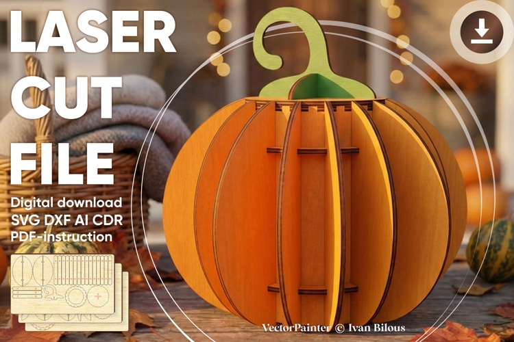 Pumpkin Box - Halloween laser cut project, SVG DXF files
