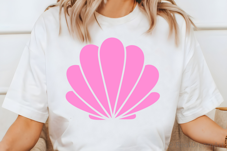 Pink Seashell Silhouette SVG, DXF, PNG, EPS