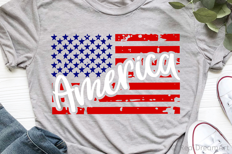 America with Flag SVG, DXF, PNG, EPS