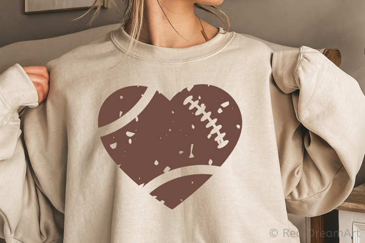Grunge Football Heart SVG, DXF, PNG, EPS