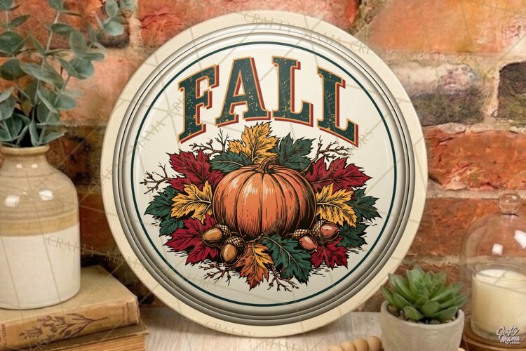 Fall Round Sign Png | Autumn Quote | Door Sign example image 1