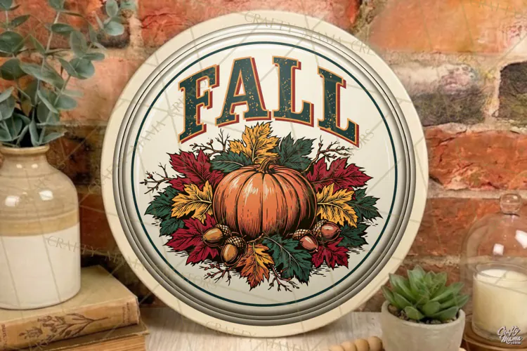 Fall Round Sign Png | Autumn Quote | Door Sign
