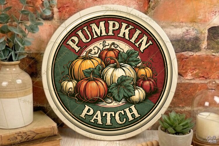 Pumpkin Patch Fall Round Sign Png | Autumn Quote | Door Sign example image 1