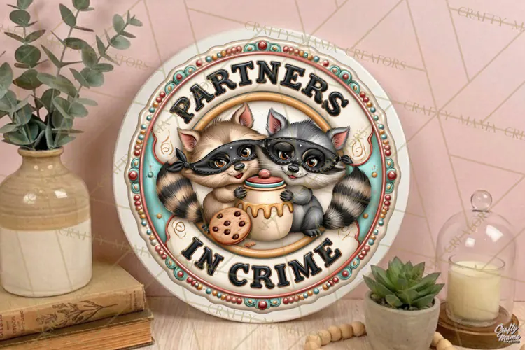 Partners In Crime | Friendship Round Sign PNG
