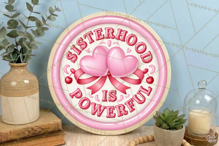 Girl Power Retro Round Sign PNG | Sisterhood Power