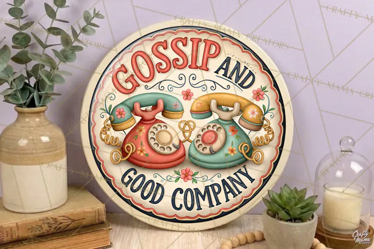 Gossip And Good Company | Friendship Round Sign PNG