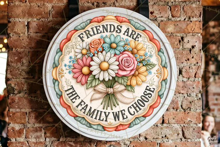 Friends Are Family We Choose | Friendship Round Sign PNG