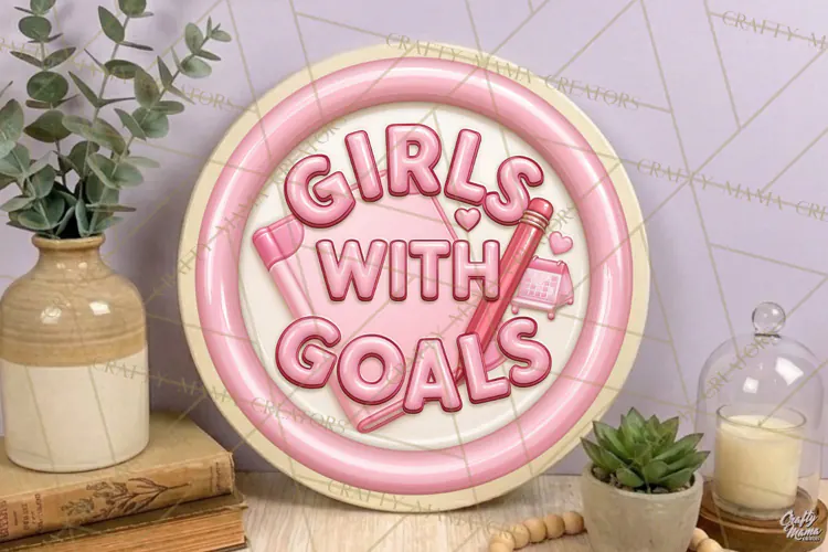 Girl Power Retro Round Sign PNG | Girls With Goals