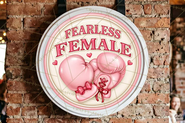 Girl Power Retro Round Sign PNG | Fearless Female