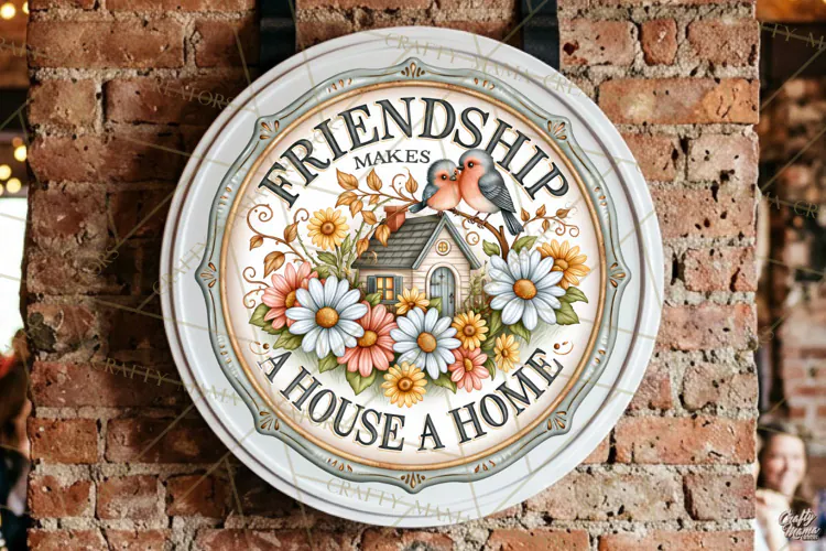 Friendship Makes A House A Home | Friendship Round Sign PNG