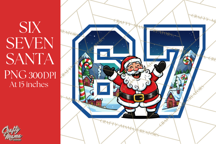 Santa Six Seven | Trendy Kids Christmas PNG