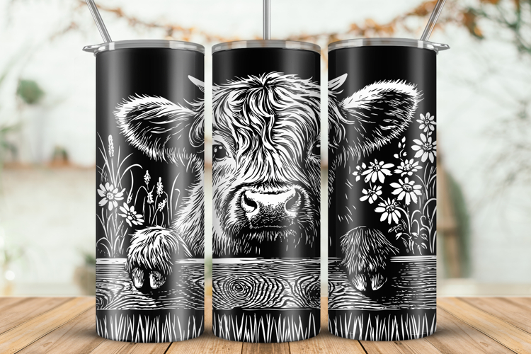 Tumbler laser svg|20oz Skinny Tumbler Highland Cow wrap