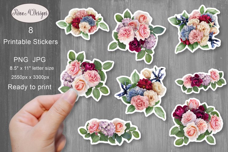 Flower Stickers | Printable Floral Design Stickers example image 1