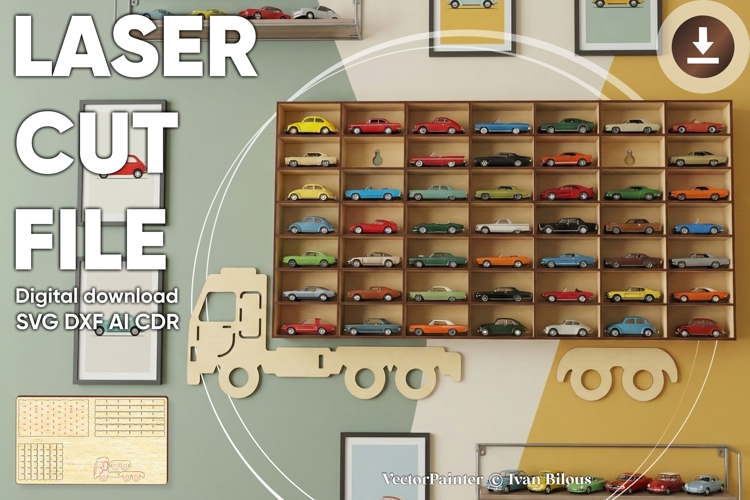 Truck Stand for car models - laser cut file, SVG DXF pattern