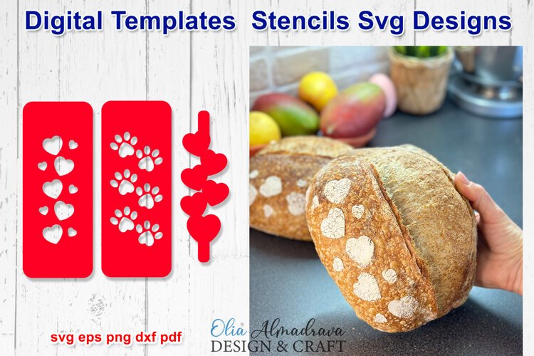 Paper Cut Hearts Stencils Svg| Stencil Paws Template designs example image 1