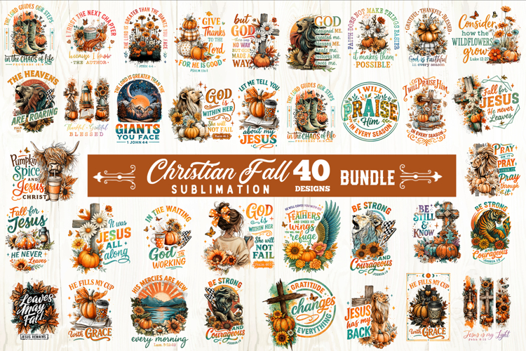 Christian fall sublimation bundle 40 designs PNG