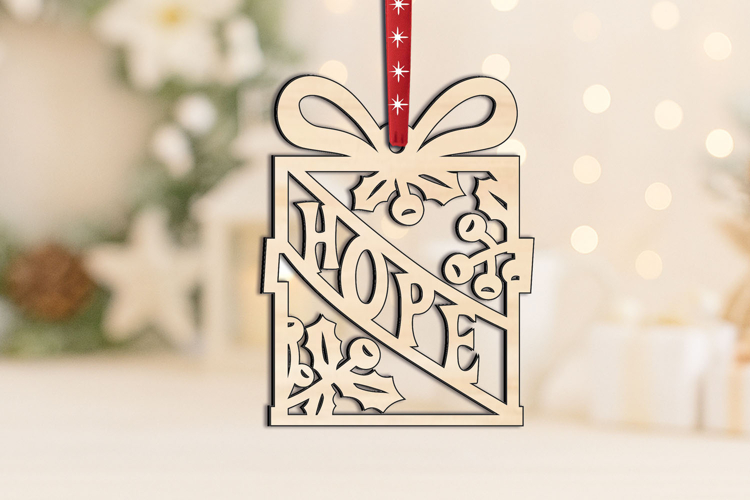 SVG Laser Hope Christmas Ornament Gift Luck Holiday Decor