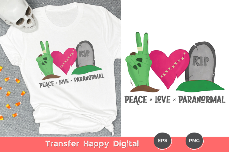 Peace Love Paranormal Halloween Sublimation Design