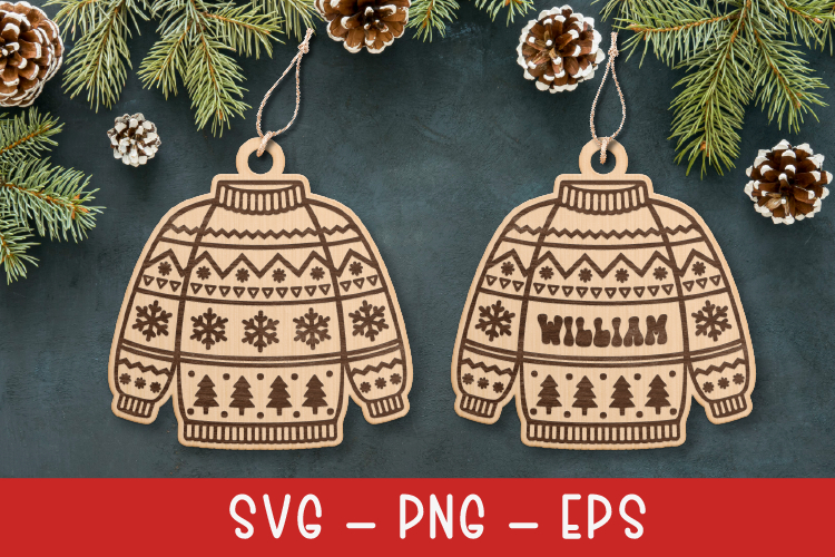 Christmas Ugly Sweater laser SVG PNG| Christmas ornament