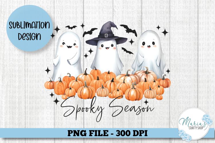 Spooky Season Ghosts with Pumpkins PNG, Halloween clip art