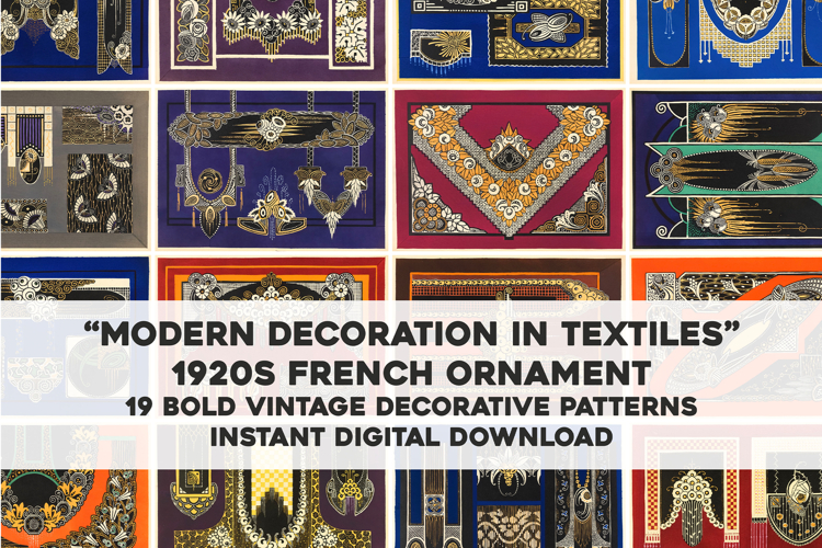1920s Ornamental Textile Designs Vintage Image Bundle