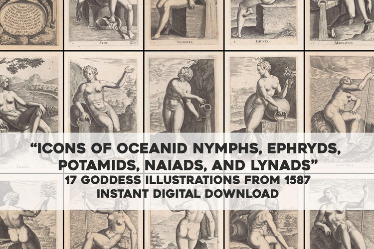 17 Ocean Nymphs Goddess Icons 16th Century Artworks Bundle