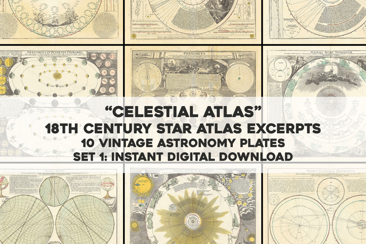 10 Vintage Celestial Atlas Astronomy Artworks Set 1